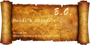 Belák Olivér névjegykártya